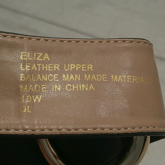 Aerosoles Eliza Black Leather Sandals with Gold Buckle block heel Size 10 W Wide - Picture 11 of 16